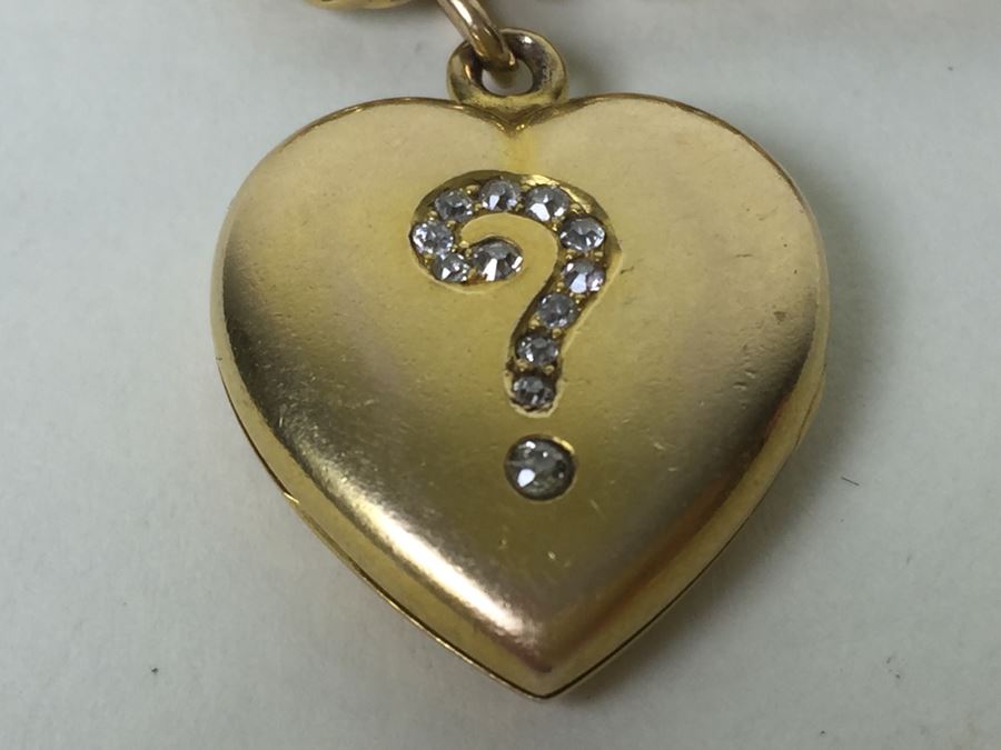 Antique 14K Gold Diamond Heart Shaped Locket With 14K Gold Bracelet Engraved June 6th 1901 29.5g [Photo 14]