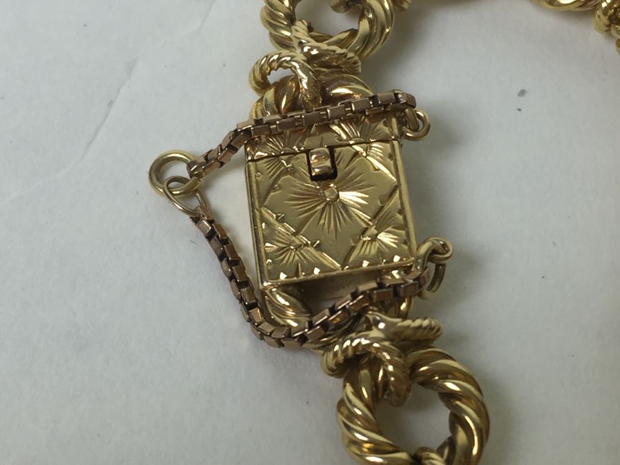 Antique 14K Gold Diamond Heart Shaped Locket With 14K Gold Bracelet Engraved June 6th 1901 29.5g [Photo 18]