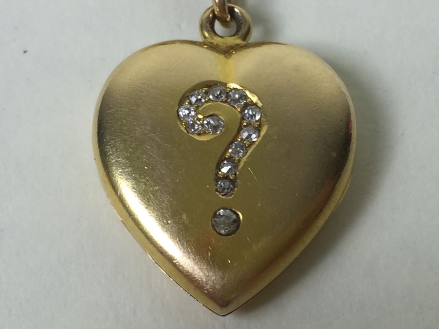Antique 14K Gold Diamond Heart Shaped Locket With 14K Gold Bracelet Engraved June 6th 1901 29.5g [Photo 15]