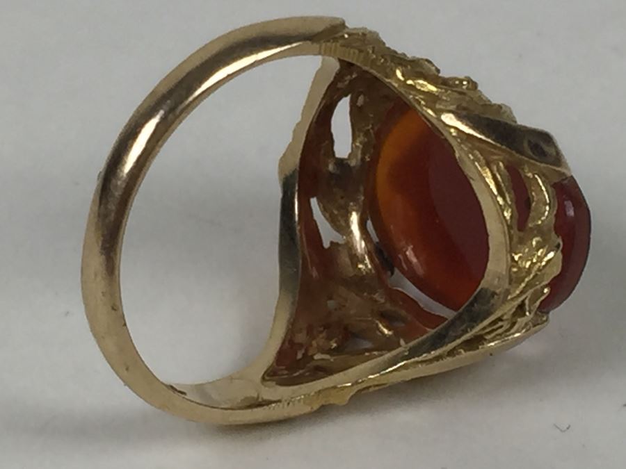 Vintage 14K Gold Ring With Carved Shell Cameo 4.58g [Photo 17]
