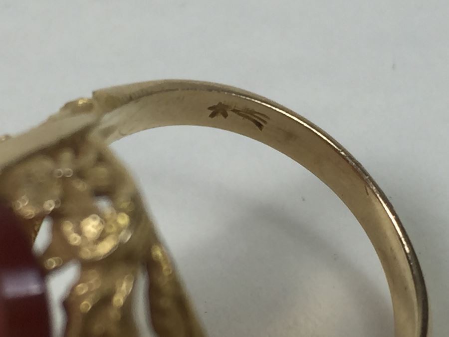 Vintage 14K Gold Ring With Carved Shell Cameo 4.58g [Photo 22]