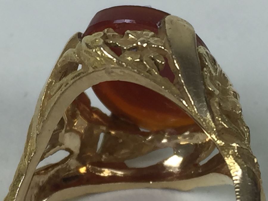 Vintage 14K Gold Ring With Carved Shell Cameo 4.58g [Photo 15]