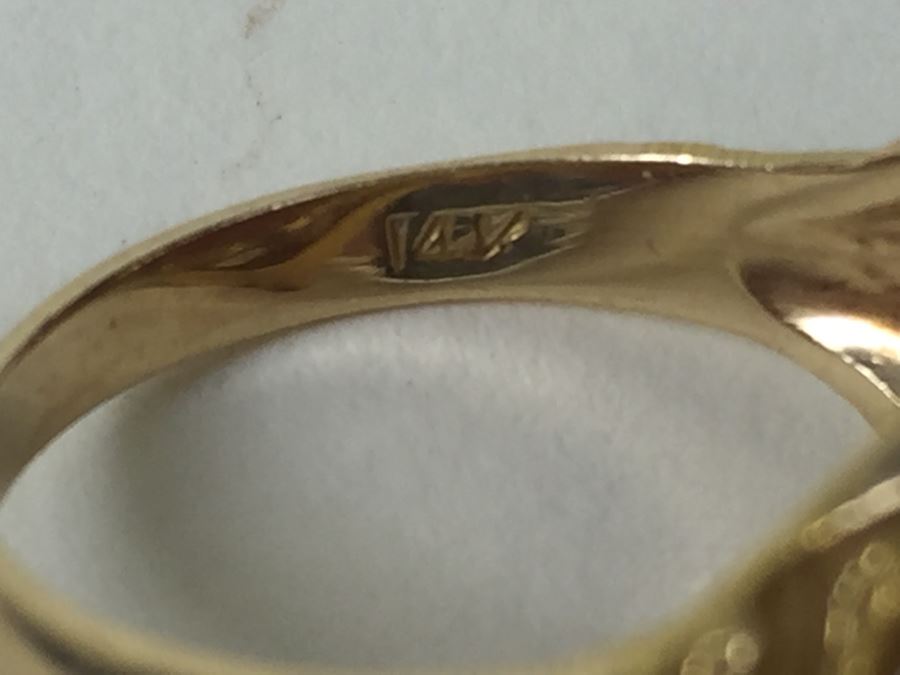 Vintage 14K Gold Ring With Carved Shell Cameo 4.58g [Photo 12]