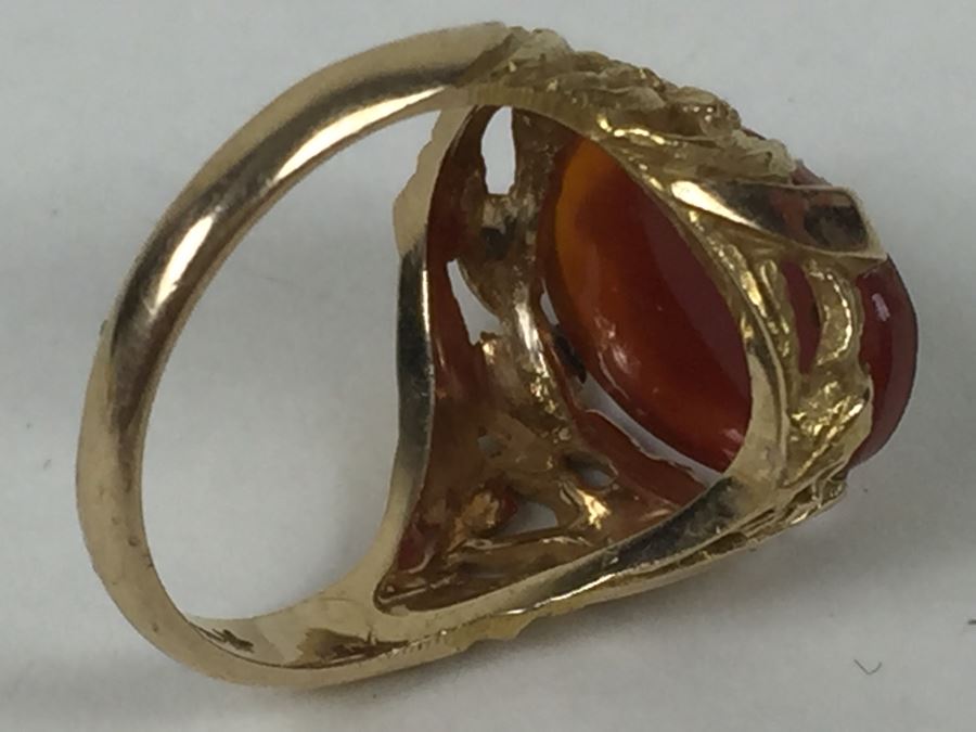 Vintage 14K Gold Ring With Carved Shell Cameo 4.58g [Photo 16]