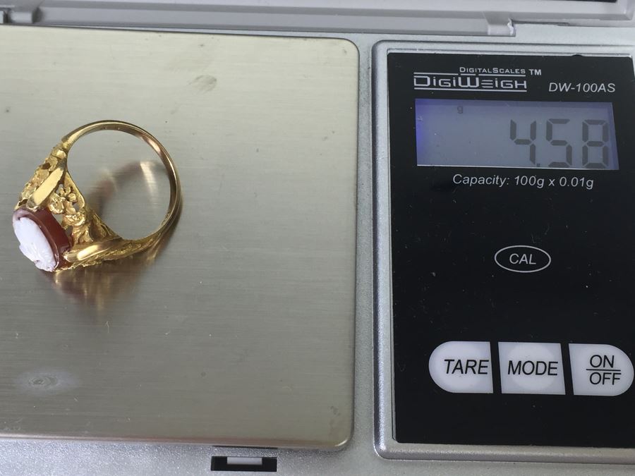 Vintage 14K Gold Ring With Carved Shell Cameo 4.58g [Photo 24]
