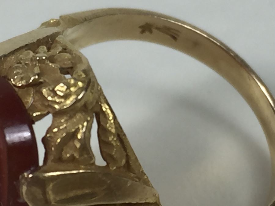 Vintage 14K Gold Ring With Carved Shell Cameo 4.58g [Photo 20]