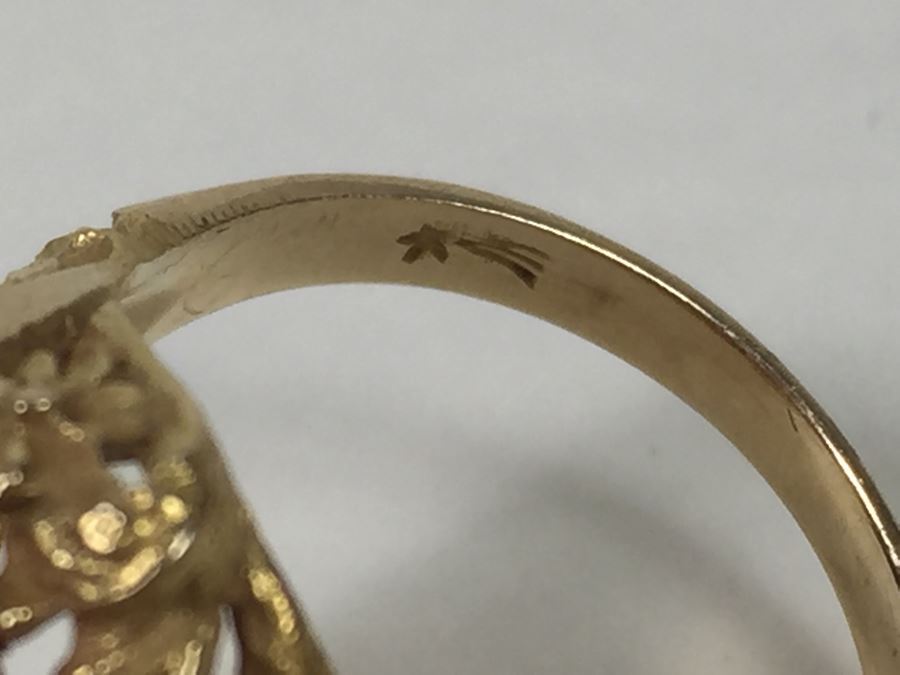 Vintage 14K Gold Ring With Carved Shell Cameo 4.58g [Photo 19]