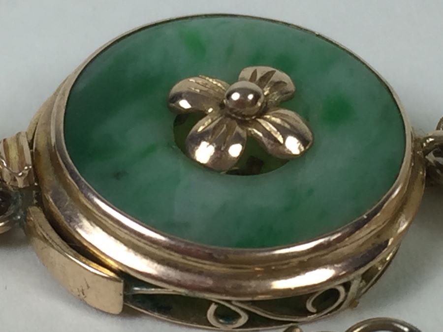 Stunning Real Pearl Necklace With 14K Gold And JADE Clasp - Pearls Individually Knotted [Photo 10]