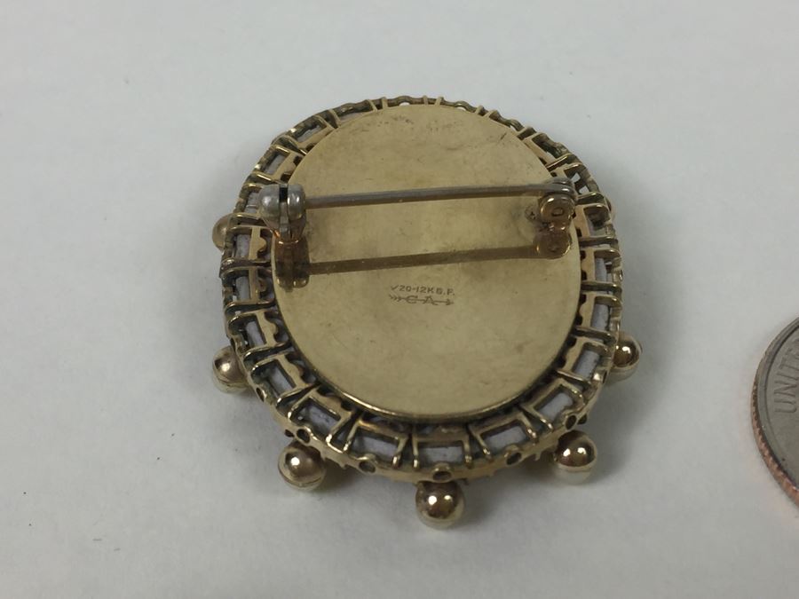 Stunning Hand Painted Gold Filled Brooch And Matching Earrings Signed C A With Arrow [Photo 14]