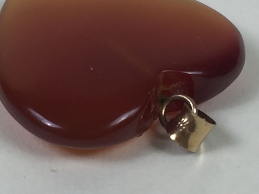 Carved Stone Heart Pendant With 14K Gold Bale [Photo 9]