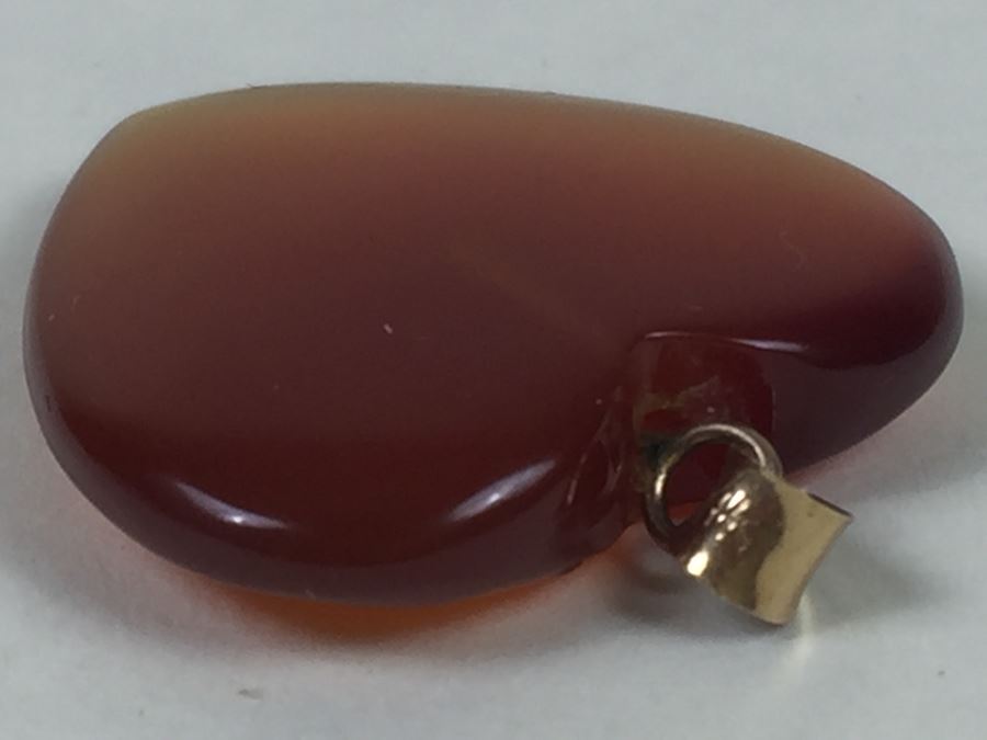 Carved Stone Heart Pendant With 14K Gold Bale [Photo 8]
