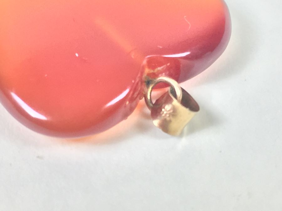 Carved Stone Heart Pendant With 14K Gold Bale [Photo 7]