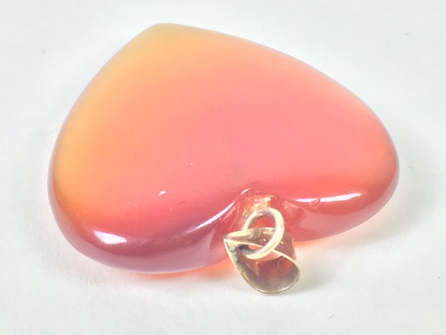 Carved Stone Heart Pendant With 14K Gold Bale [Photo 6]