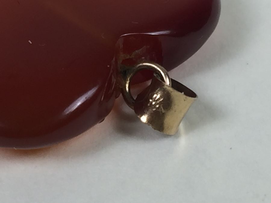 Carved Stone Heart Pendant With 14K Gold Bale [Photo 3]