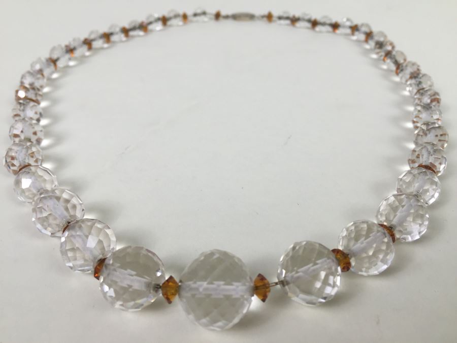 Cut Crystal Necklace With 14K Gold Clasp