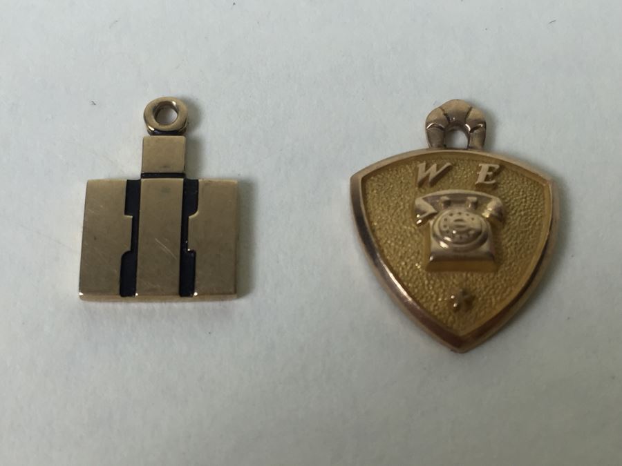 Vintage 10K Gold Pendants From Western Electric And International Harvester 3.07g [Photo 5]