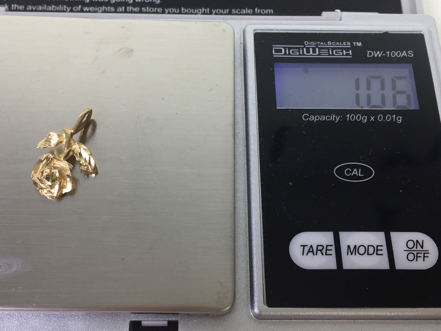 14K Gold Rose Pendant 1.06g [Photo 10]