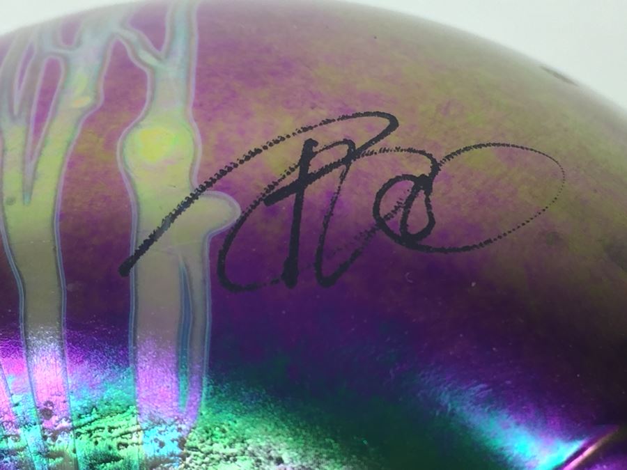 Signed Vintage 1987 Glasshouse Iridescent Studio Art Glass Paperweight [Photo 16]