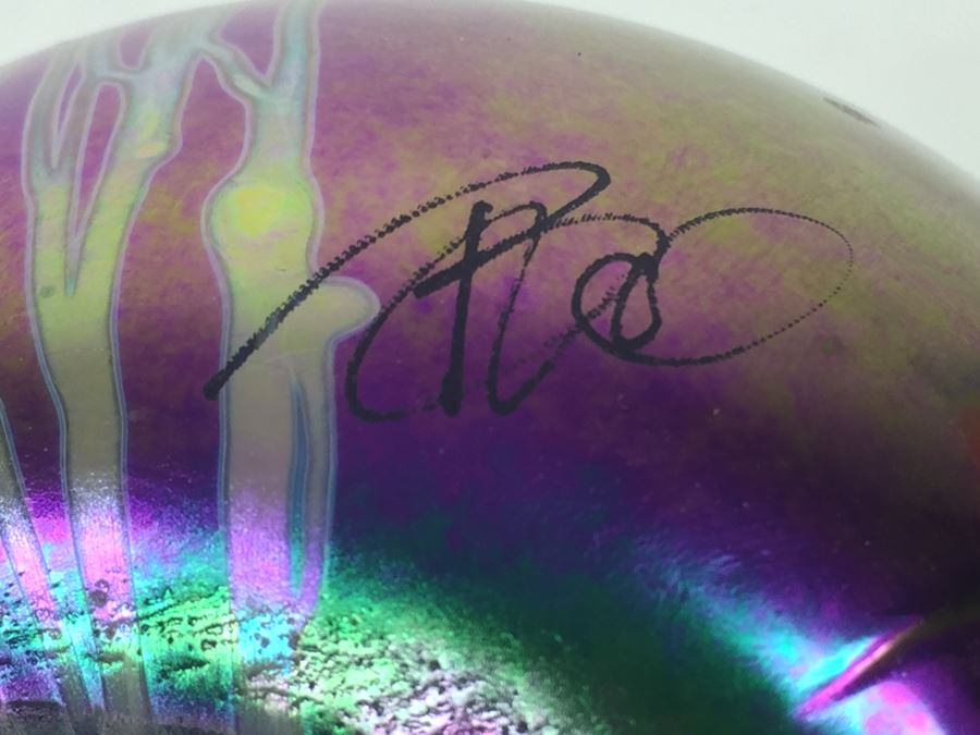 Signed Vintage 1987 Glasshouse Iridescent Studio Art Glass Paperweight [Photo 15]