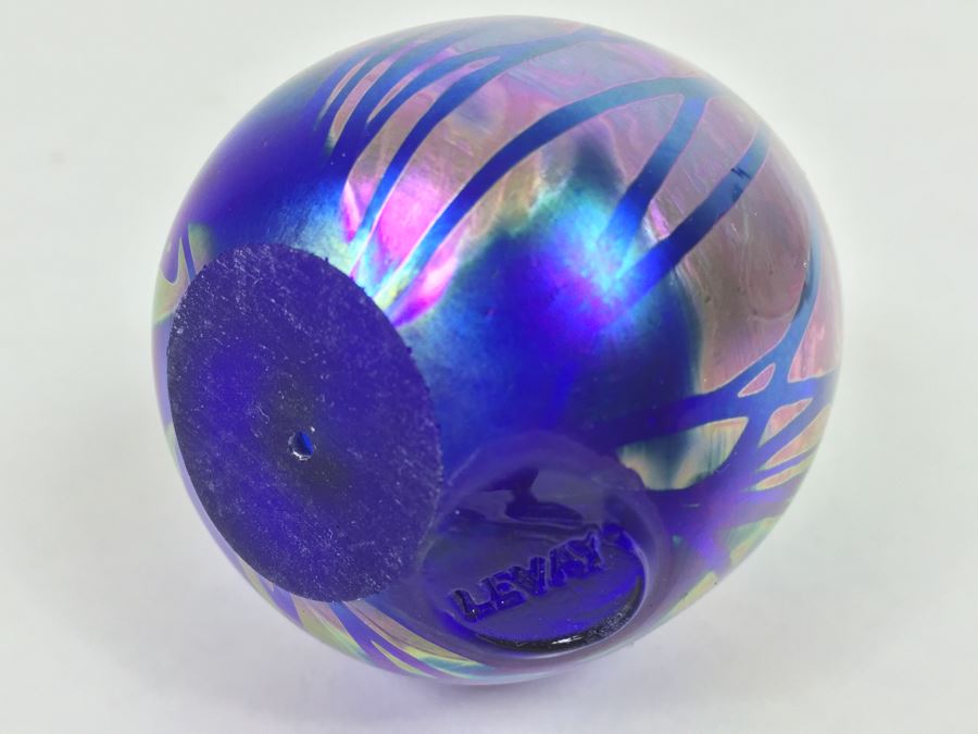 Levay Iridescent Studio Art Glass Egg Shaped Paperweight [Photo 9]