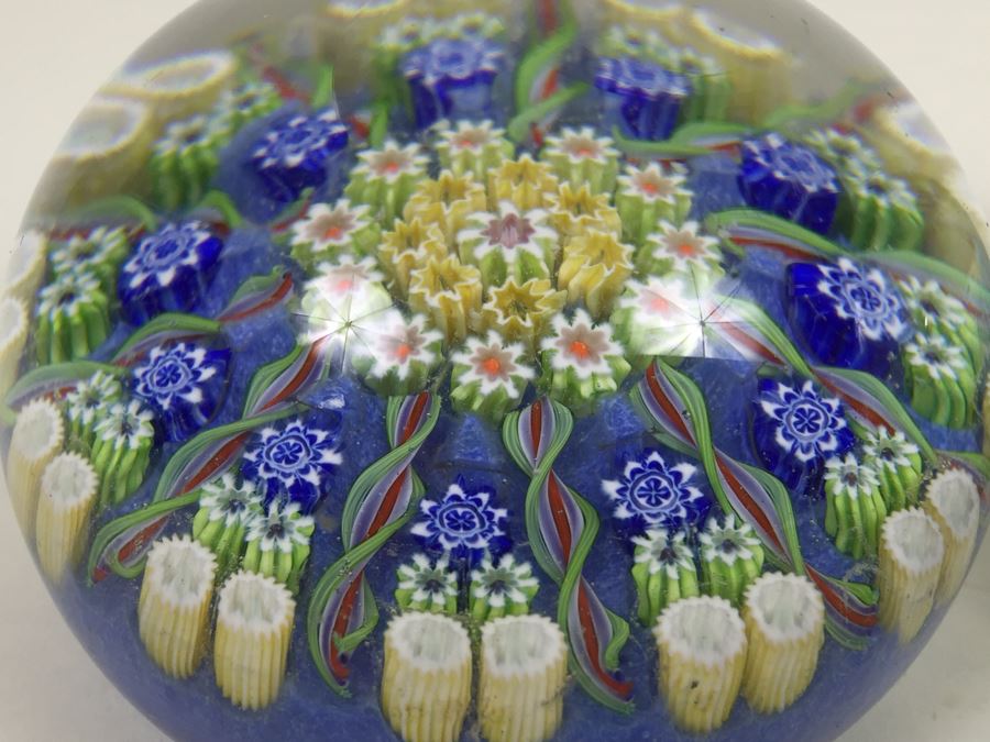 (3) Millefleur Art Glass Paper Weight Lot [Photo 3]