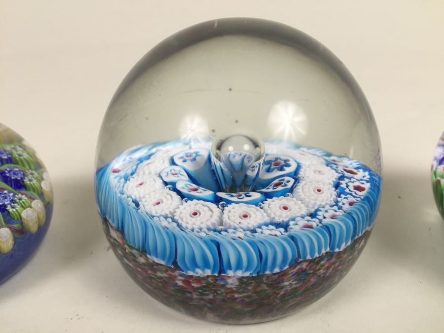 (3) Millefleur Art Glass Paper Weight Lot [Photo 7]
