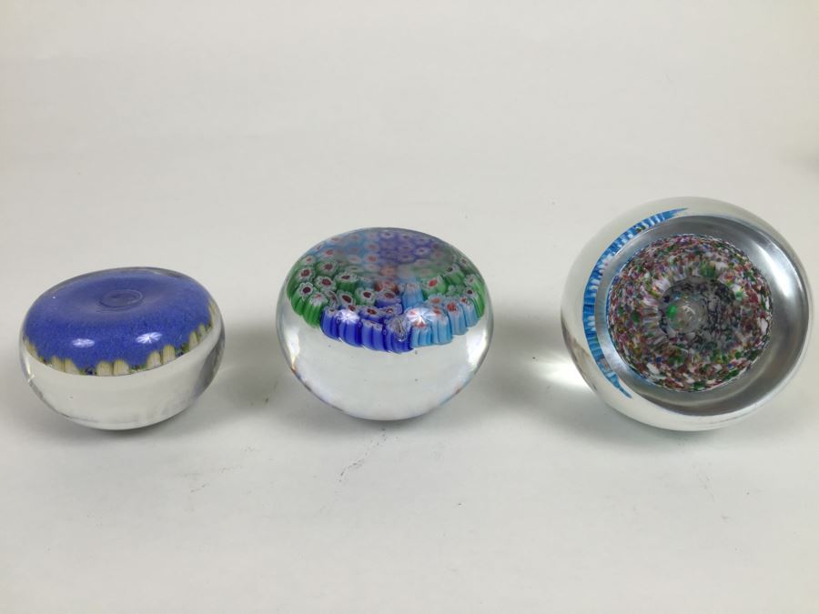 (3) Millefleur Art Glass Paper Weight Lot [Photo 16]