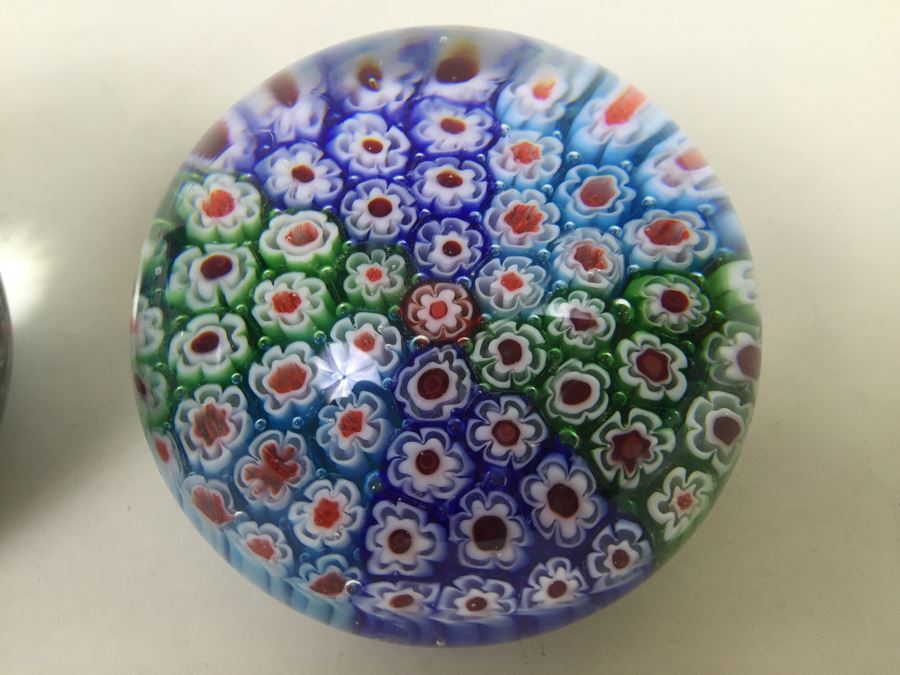 (3) Millefleur Art Glass Paper Weight Lot [Photo 6]