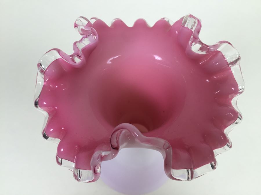 Fenton Art Glass Peach Crest Fluted Vase [Photo 3]