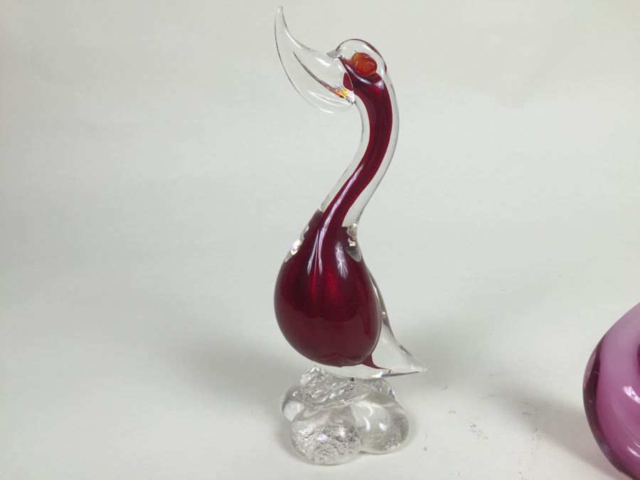 Pair Of Murano Art Glass Birds [Photo 3]