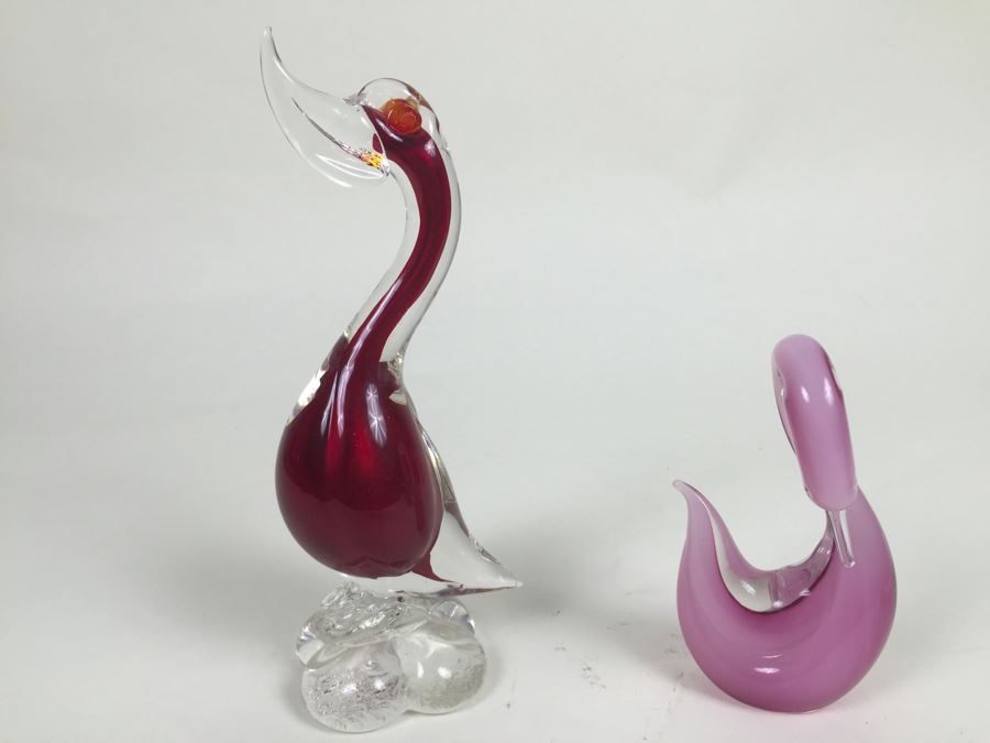 Pair Of Murano Art Glass Birds [Photo 4]