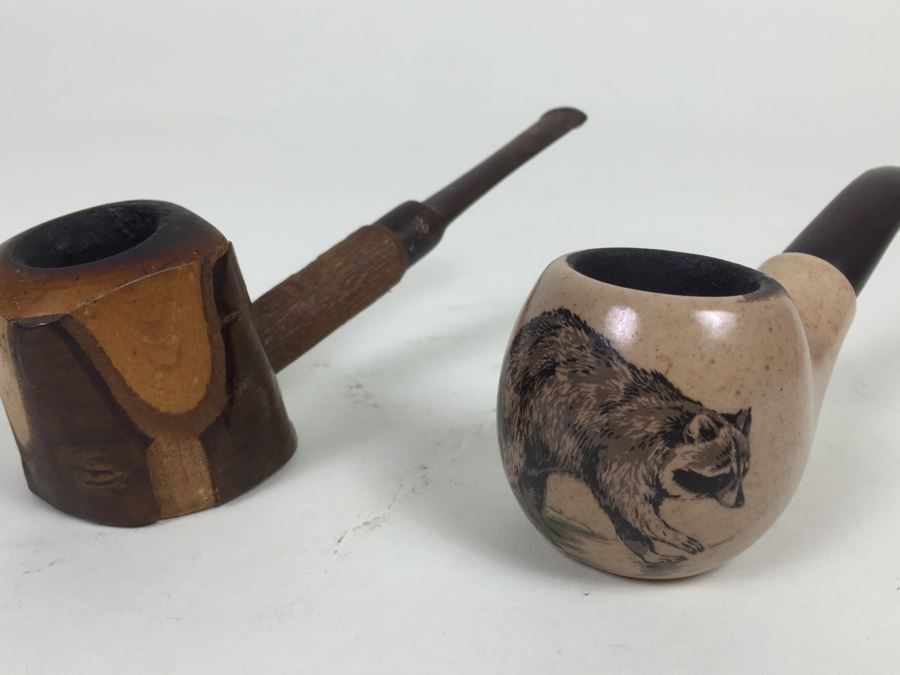 Real Cherrywood Pipe Made In France And Lepeltier Clay Pipe [Photo 4]
