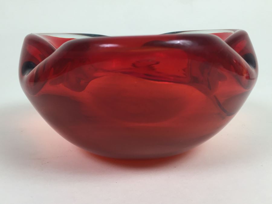 Red Murano Art Glass Ashtray [Photo 6]
