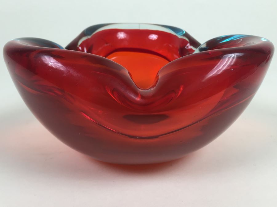 Red Murano Art Glass Ashtray [Photo 7]