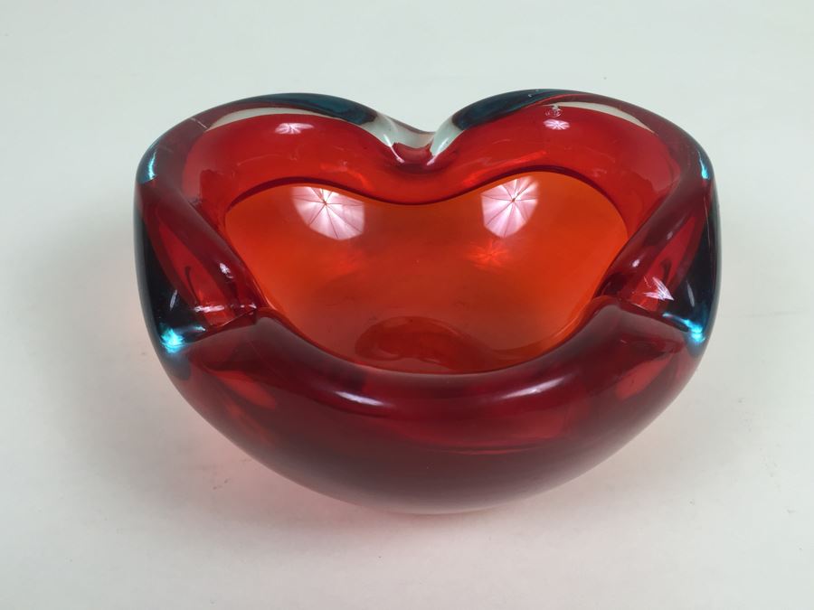 Red Murano Art Glass Ashtray [Photo 5]