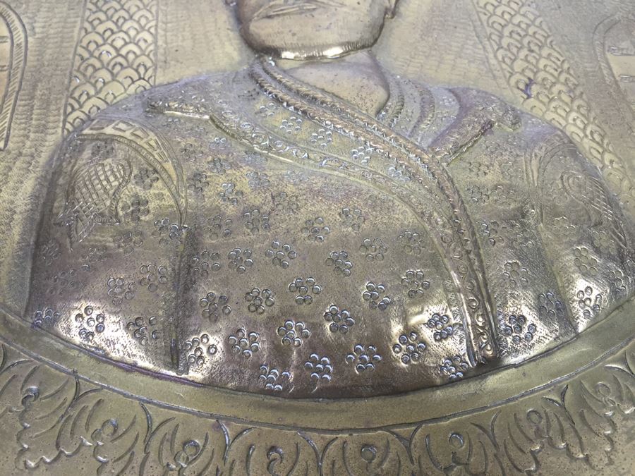Hand Hammered Persian Brass Tray High Relief [Photo 10]