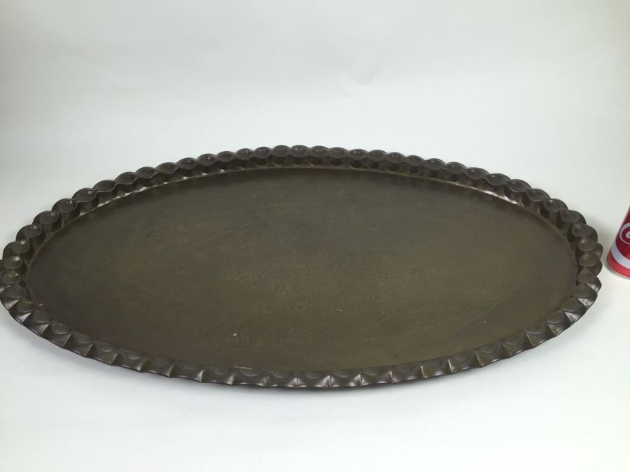 Hand Hammered Brass Oval Tray [Photo 1]