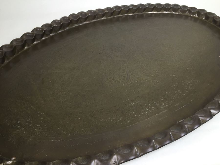 Hand Hammered Brass Oval Tray [Photo 2]