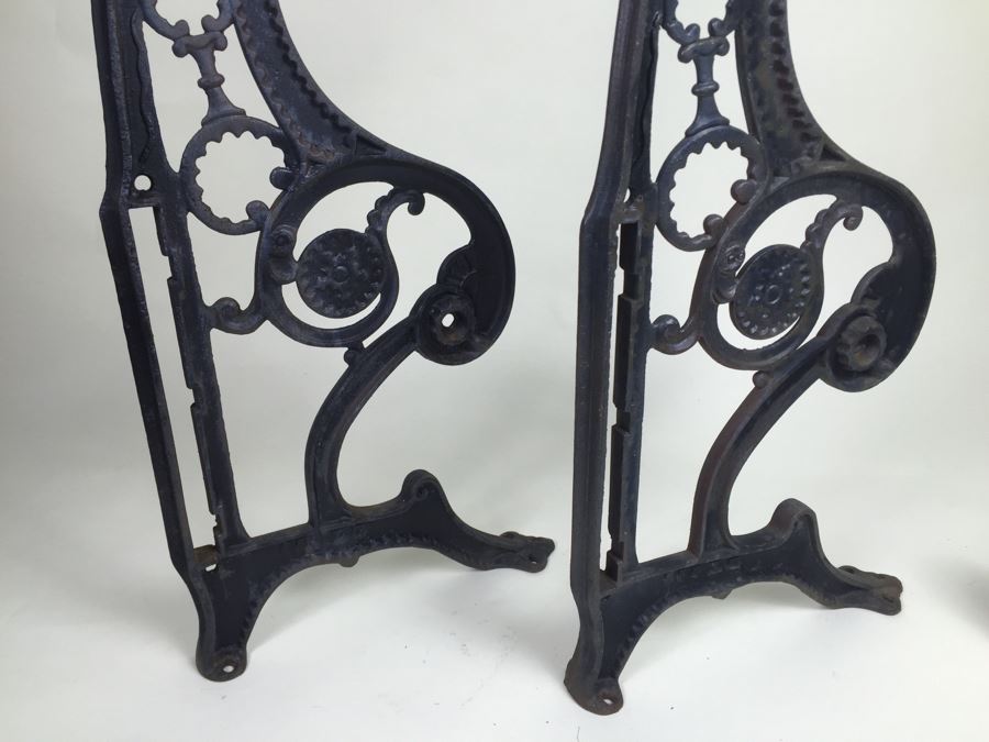 Pair Of Wrought Iron Chair Supports From Old Oceanside Movie Theater - Great For Making Table [Photo 7]