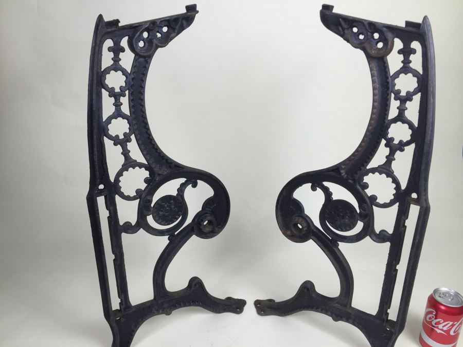 Pair Of Wrought Iron Chair Supports From Old Oceanside Movie Theater - Great For Making Table [Photo 5]