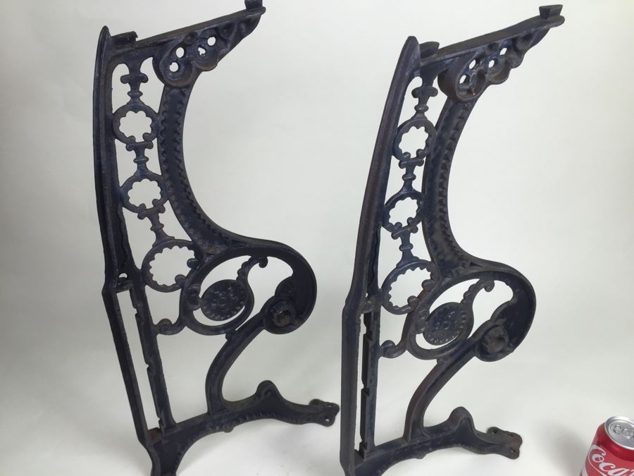 Pair Of Wrought Iron Chair Supports From Old Oceanside Movie Theater - Great For Making Table [Photo 11]