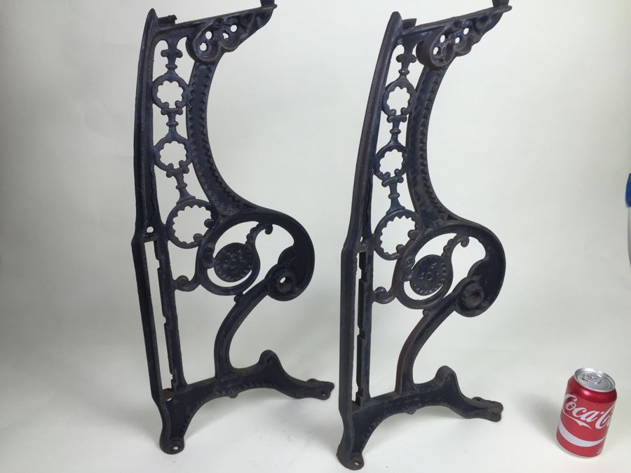 Pair Of Wrought Iron Chair Supports From Old Oceanside Movie Theater - Great For Making Table [Photo 12]