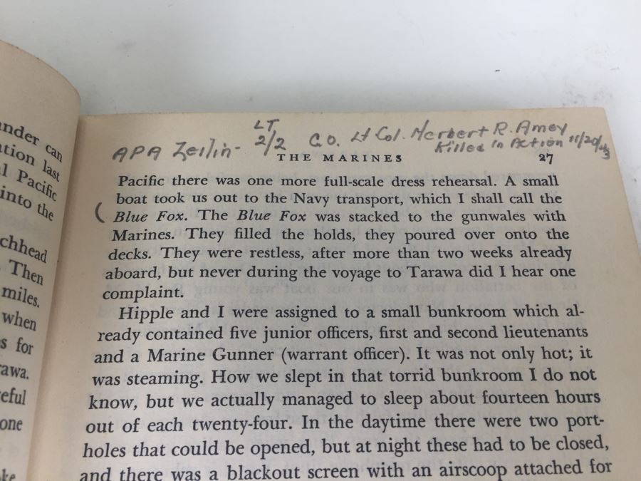 Tarawa The Story Of A Battle Book By Robert Sherrod With Personal Notes From U.S.N. M.D. Gann That Served Wounded Warriors In This Battle [Photo 25]