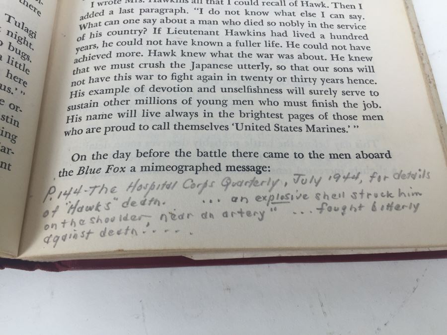 Tarawa The Story Of A Battle Book By Robert Sherrod With Personal Notes From U.S.N. M.D. Gann That Served Wounded Warriors In This Battle [Photo 28]