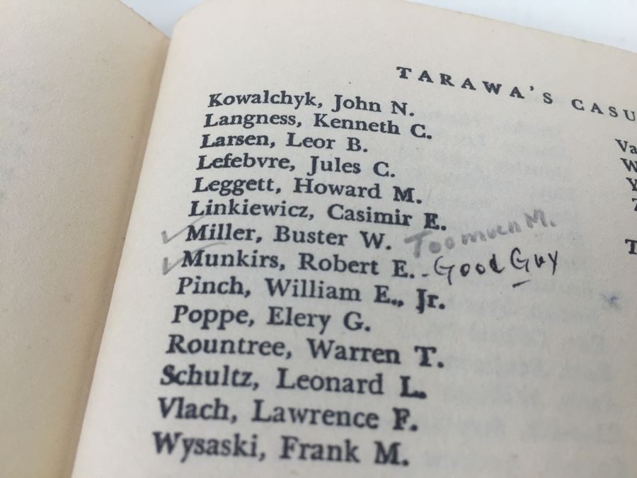 Tarawa The Story Of A Battle Book By Robert Sherrod With Personal Notes From U.S.N. M.D. Gann That Served Wounded Warriors In This Battle [Photo 5]