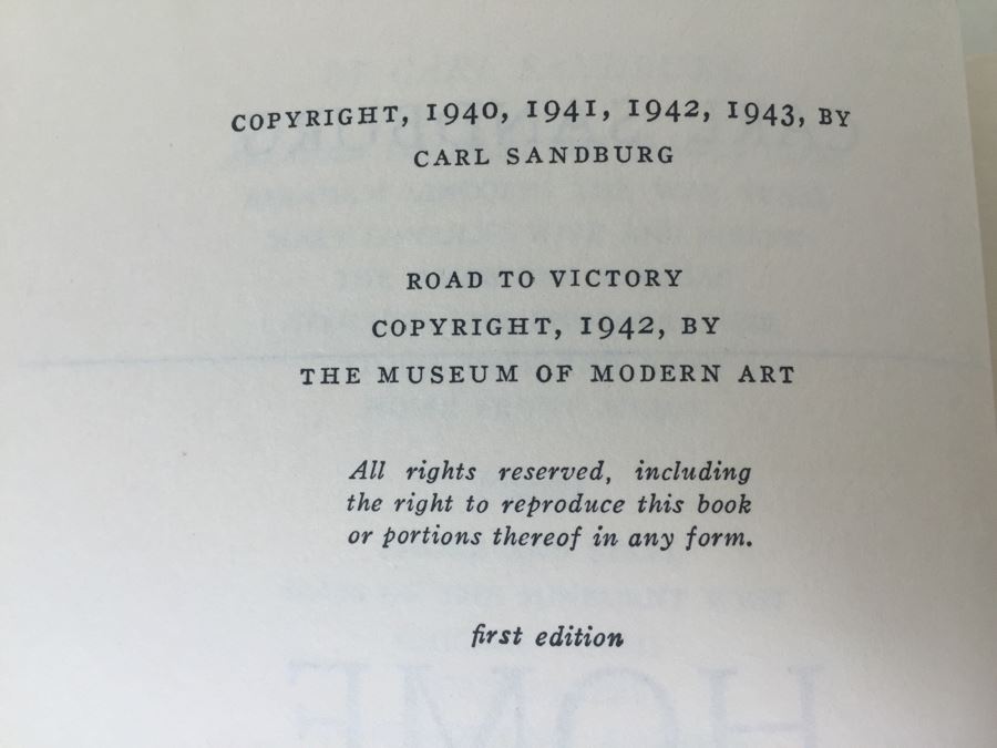 Home Front Memo Carl Sandburg First Edition Book 1943 1942 [Photo 3]