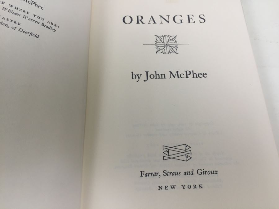 Oranges By John Mcphee First Printing Book 1967