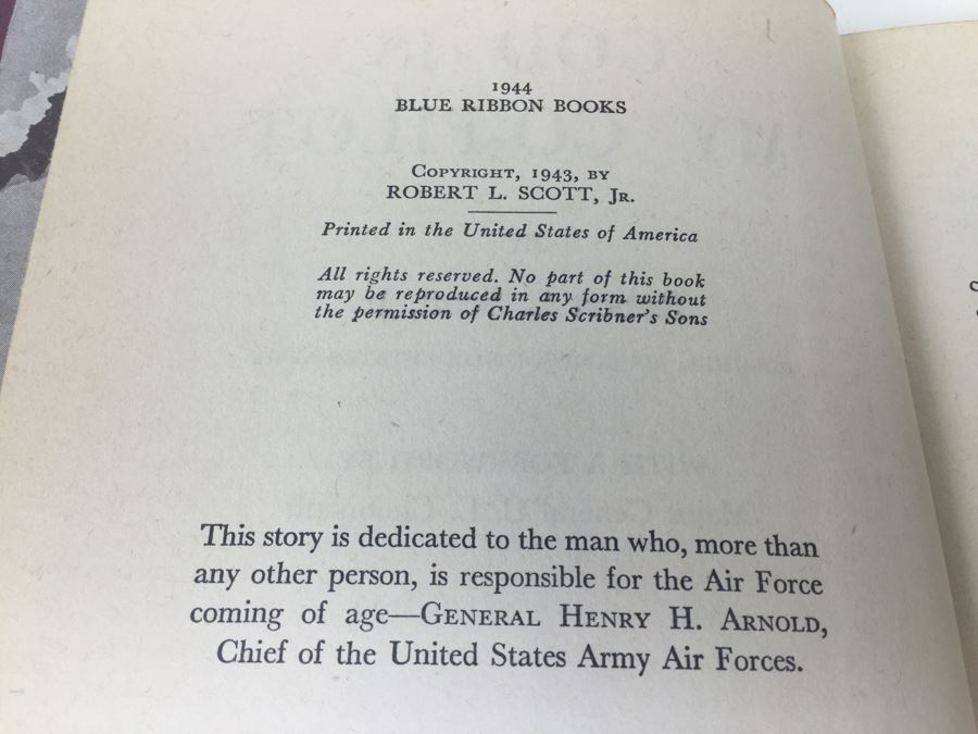 God Is My Co-Pilot By Robert L. Scott, Jr. 1944 Blue Ribbon Books [Photo 3]