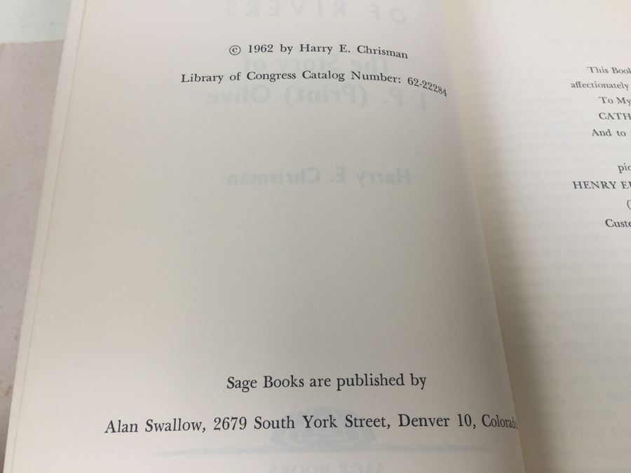 The Ladder Of Rivers The Story Of I.P. (Print) Olive By Harry E. Chrisman Book Signed By Author 1962 [Photo 3]