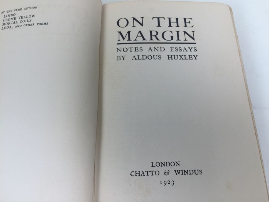 On The Margin Notes And Essays By Aldous Huxley London Chatto & Windus 1923 [Photo 7]